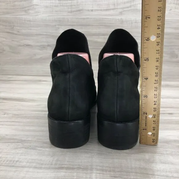 Eileen Fisher Ankle Boots Womens 9 Leaf Black Nubuck Leather Slip On Booties