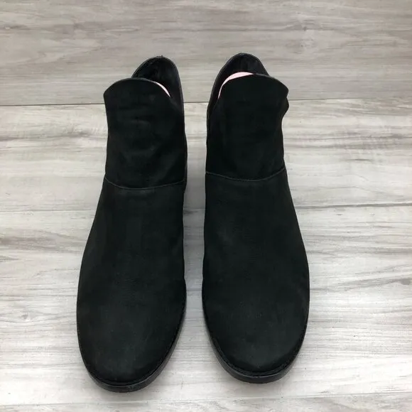 Eileen Fisher Ankle Boots Womens 9 Leaf Black Nubuck Leather Slip On Booties