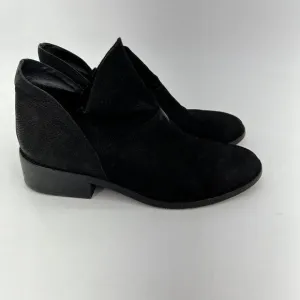 Eileen Fisher Boots Women 9 Black Nubuck Slip On Ankle Block Heel Booties Shoe