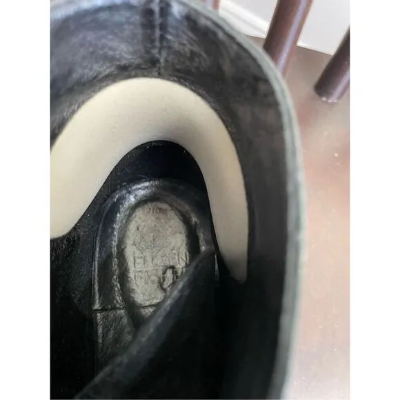 Eileen Fisher Game 2 Black Tumbled Nubuck Leather High Top Sneaker 7