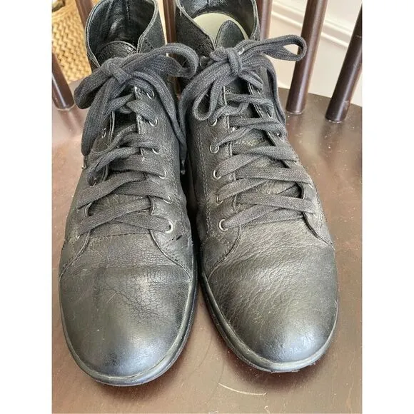 Eileen Fisher Game 2 Black Tumbled Nubuck Leather High Top Sneaker 7