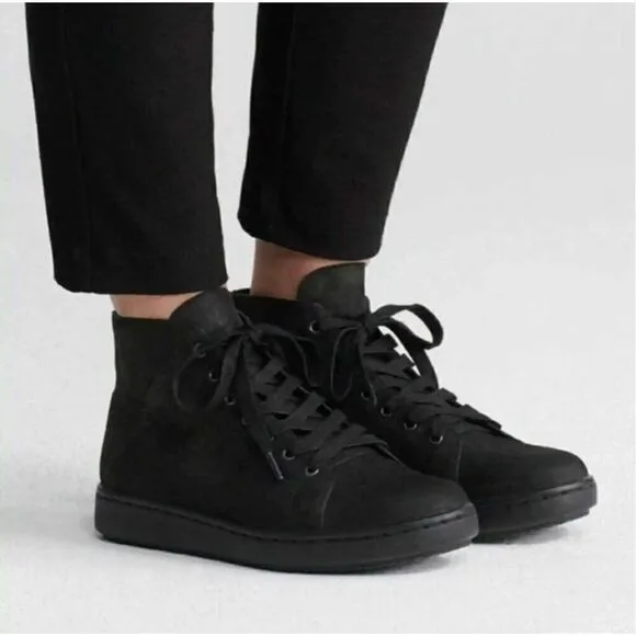 Eileen Fisher Game 2 Black Tumbled Nubuck Leather High Top Sneaker 7