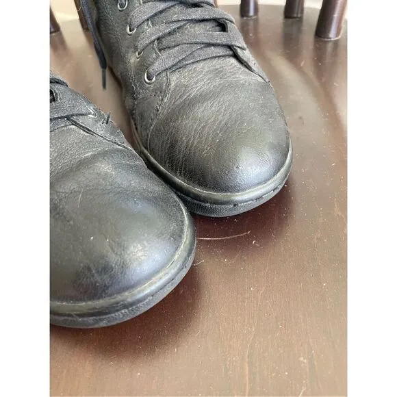 Eileen Fisher Game 2 Black Tumbled Nubuck Leather High Top Sneaker 7