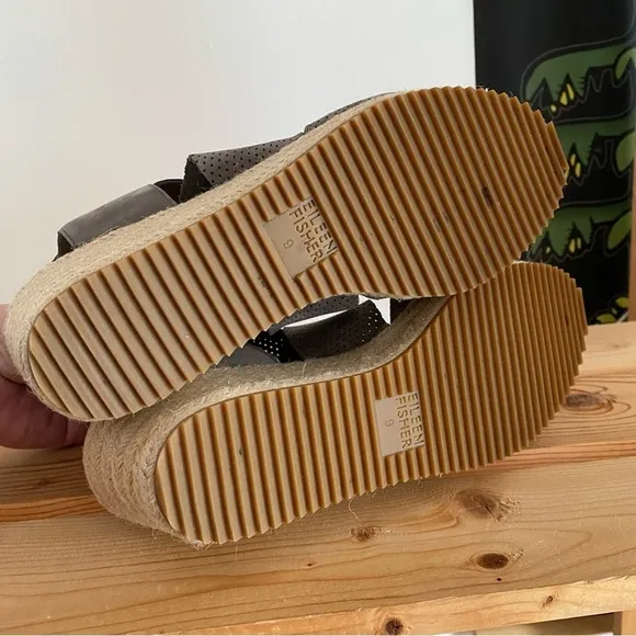 Eileen Fisher Gray Espadrille Willow Wedge 2 Graphite Nubuck Sandals