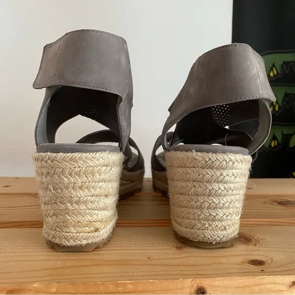 Eileen Fisher Gray Espadrille Willow Wedge 2 Graphite Nubuck Sandals