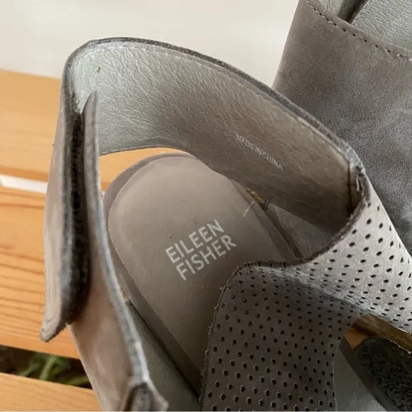 Eileen Fisher Gray Espadrille Willow Wedge 2 Graphite Nubuck Sandals