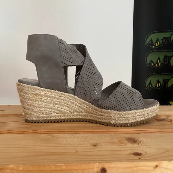 Eileen Fisher Gray Espadrille Willow Wedge 2 Graphite Nubuck Sandals