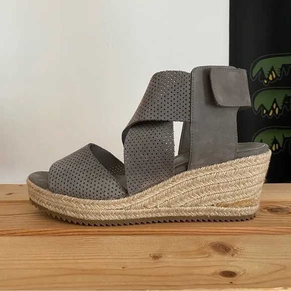 Eileen Fisher Gray Espadrille Willow Wedge 2 Graphite Nubuck Sandals
