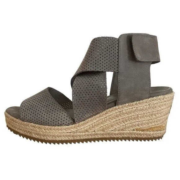 Eileen Fisher Gray Espadrille Willow Wedge 2 Graphite Nubuck Sandals