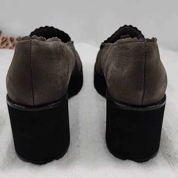 EILEEN FISHER HARRIA CHUNKY GREY LOAFER LEATHER PLATFORM LADIES 8.5 NWOB🦋NICE🦋