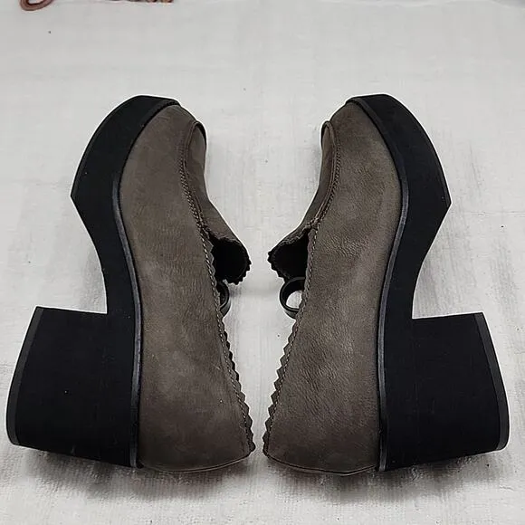 EILEEN FISHER HARRIA CHUNKY GREY LOAFER LEATHER PLATFORM LADIES 8.5 NWOB🦋NICE🦋