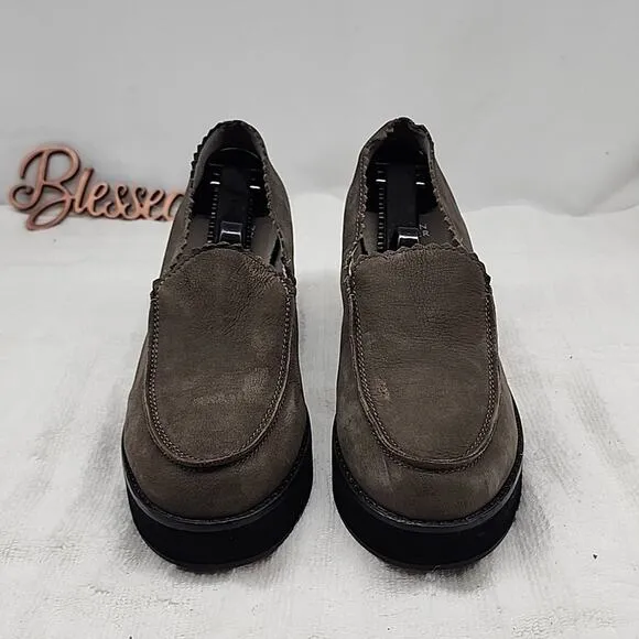 EILEEN FISHER HARRIA CHUNKY GREY LOAFER LEATHER PLATFORM LADIES 8.5 NWOB🦋NICE🦋