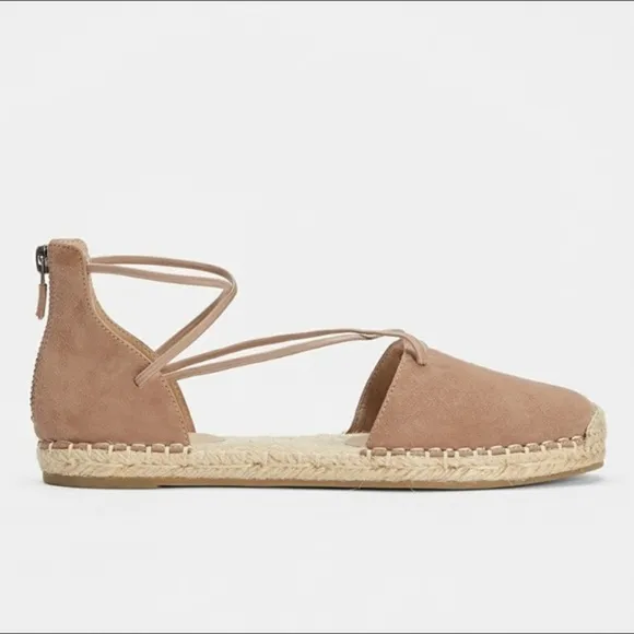 Eileen Fisher Lace Suede Flat Espadrille Sandals Dusty rose pink size 9.5