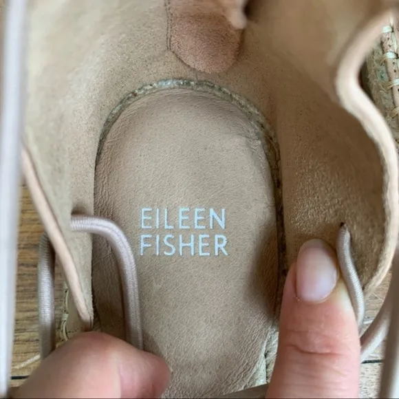 Eileen Fisher Lace Suede Flat Espadrille Sandals Dusty rose pink size 9.5