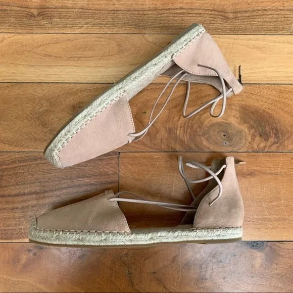 Eileen Fisher Lace Suede Flat Espadrille Sandals Dusty rose pink size 9.5