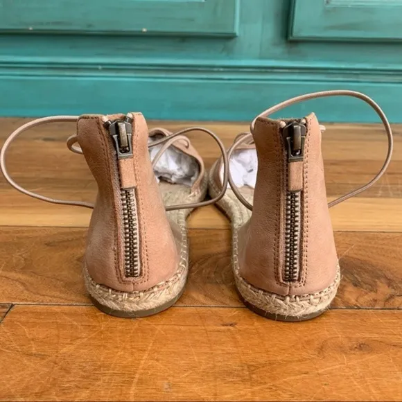 Eileen Fisher Lace Suede Flat Espadrille Sandals Dusty rose pink size 9.5