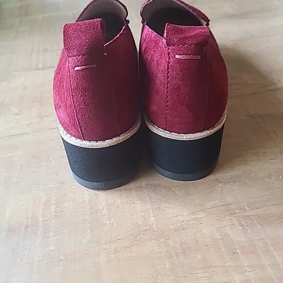 Eileen Fisher Women's Ells Platform Loafers Suede Leather MaroonRed sz 6.5 $225