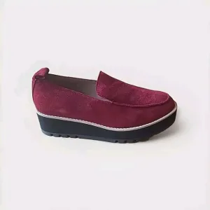 Eileen Fisher Women's Ells Platform Loafers Suede Leather MaroonRed sz 6.5 $225