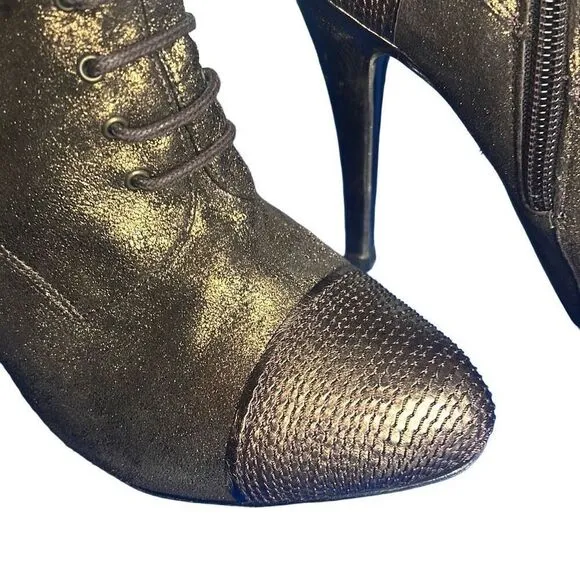 El Dantes Metallic Suede stiletto Boots Booties 6.5 Platforms