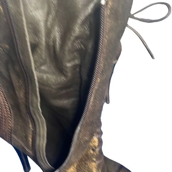 El Dantes Metallic Suede stiletto Boots Booties 6.5 Platforms