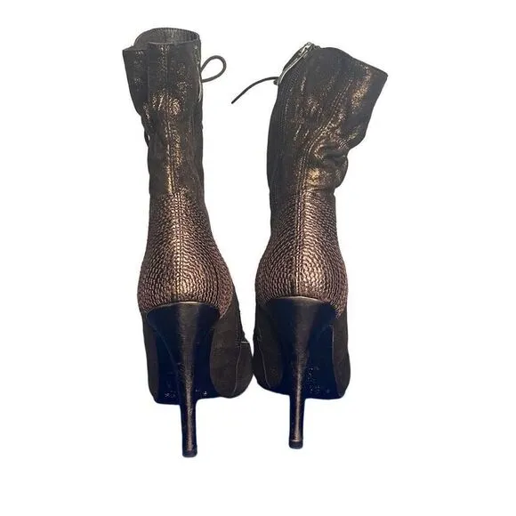 El Dantes Metallic Suede stiletto Boots Booties 6.5 Platforms