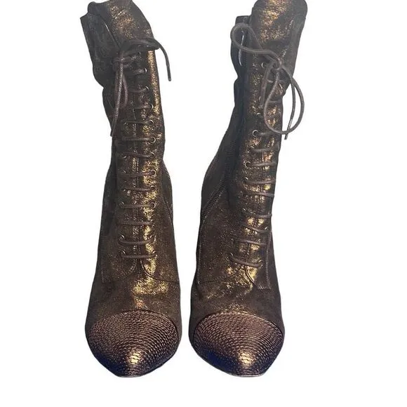 El Dantes Metallic Suede stiletto Boots Booties 6.5 Platforms