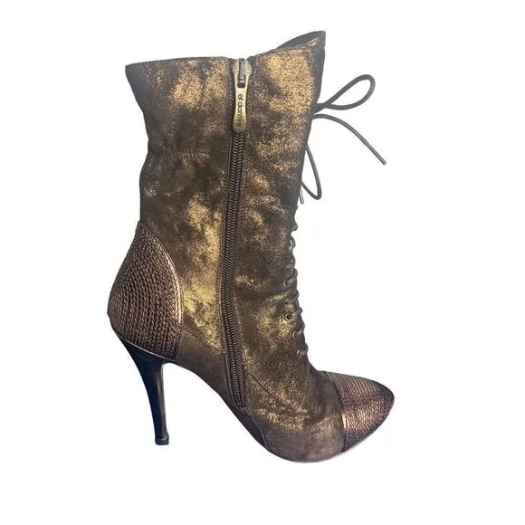 El Dantes Metallic Suede stiletto Boots Booties 6.5 Platforms