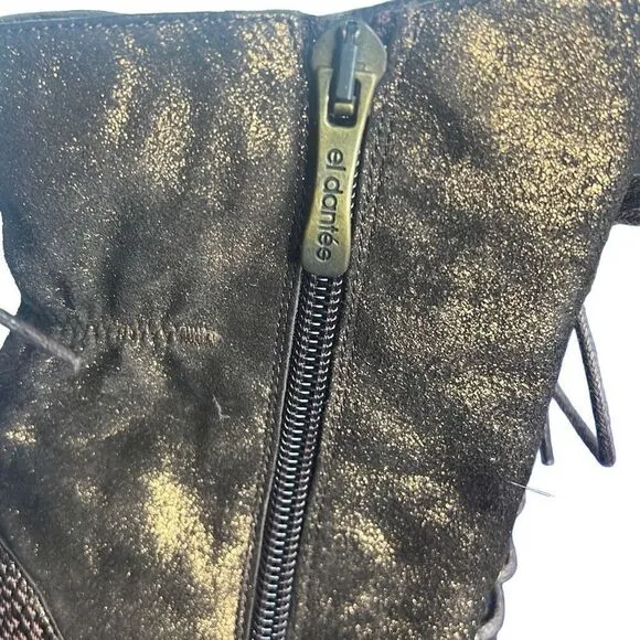 El Dantes Metallic Suede stiletto Boots Booties 6.5 Platforms