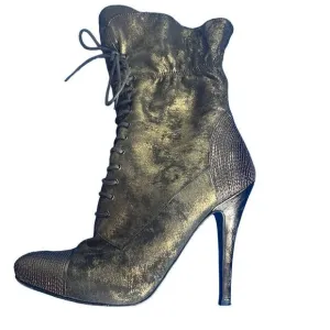 El Dantes Metallic Suede stiletto Boots Booties 6.5 Platforms
