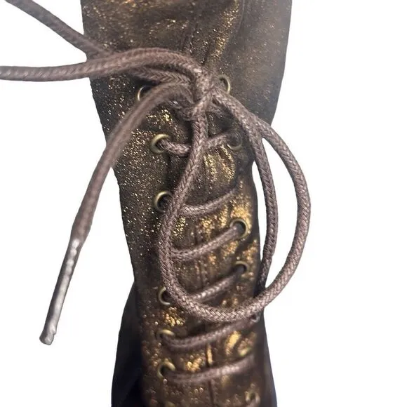 El Dantes Metallic Suede stiletto Boots Booties 6.5 Platforms