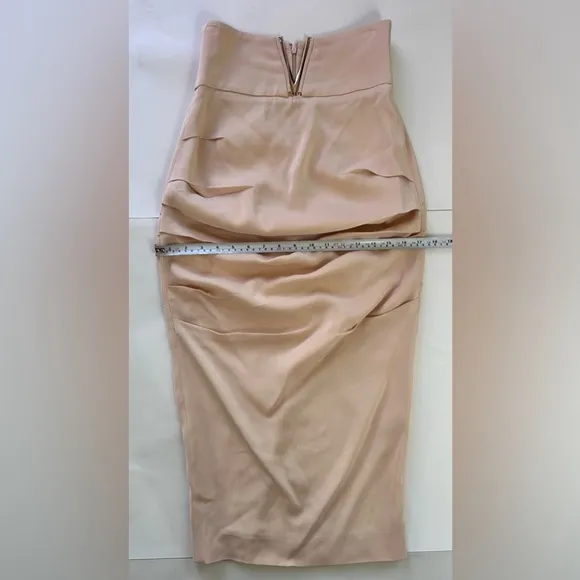 ELISABETTA FRANCHI draped ruched Elegant Cream Strapless Dress mini it 44 medium