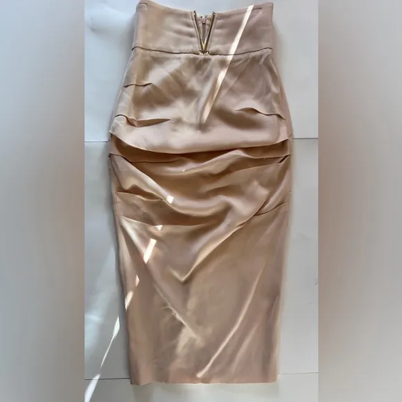 ELISABETTA FRANCHI draped ruched Elegant Cream Strapless Dress mini it 44 medium