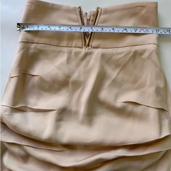 ELISABETTA FRANCHI draped ruched Elegant Cream Strapless Dress mini it 44 medium