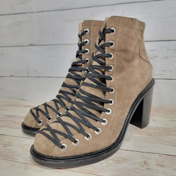 Elizabeth and James lace-up block heel boots