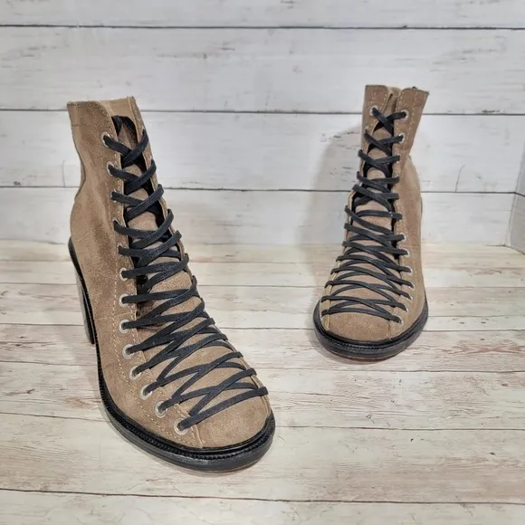 Elizabeth and James lace-up block heel boots