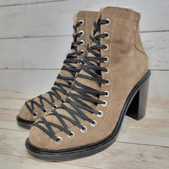 Elizabeth and James lace-up block heel boots