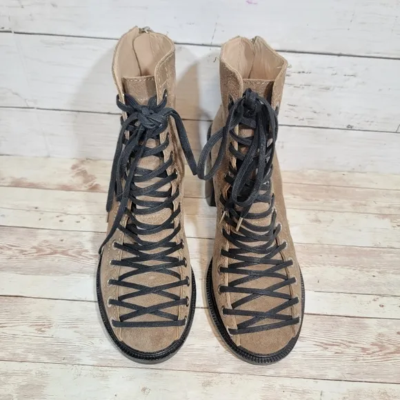 Elizabeth and James lace-up block heel boots