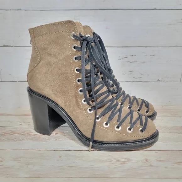 Elizabeth and James lace-up block heel boots