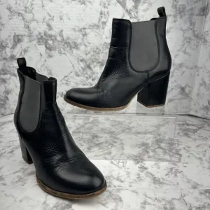Elk Womens Black Leather Ankle Boots Size 38/7.5 - 8 Block Heel Garmentory