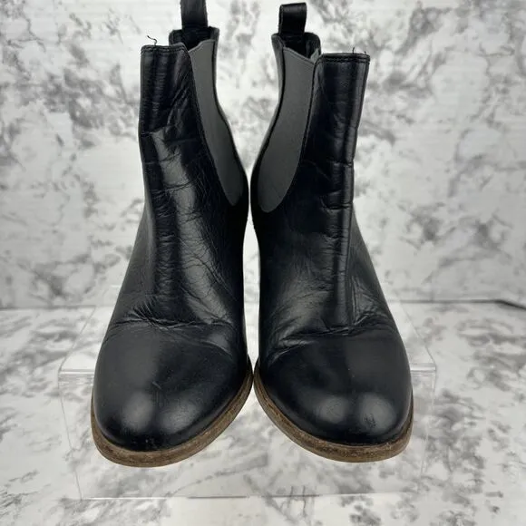 Elk Womens Black Leather Ankle Boots Size 38/7.5 - 8 Block Heel Garmentory