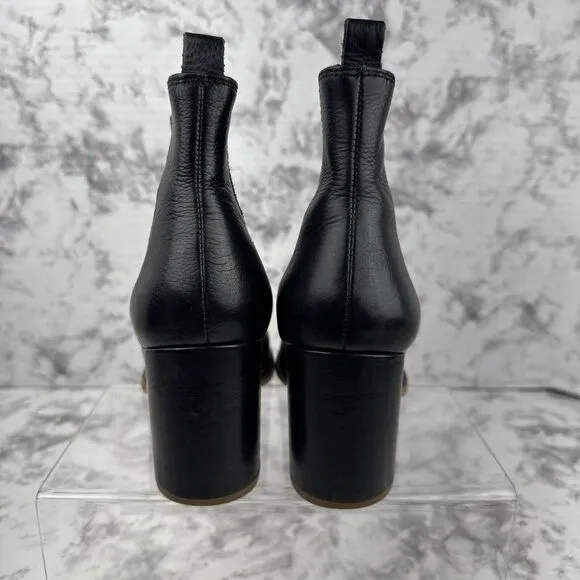 Elk Womens Black Leather Ankle Boots Size 38/7.5 - 8 Block Heel Garmentory
