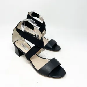 EMERSON FRY New York Criss Cross Black Leather Heeled Sandals Women’s Size 39 EU