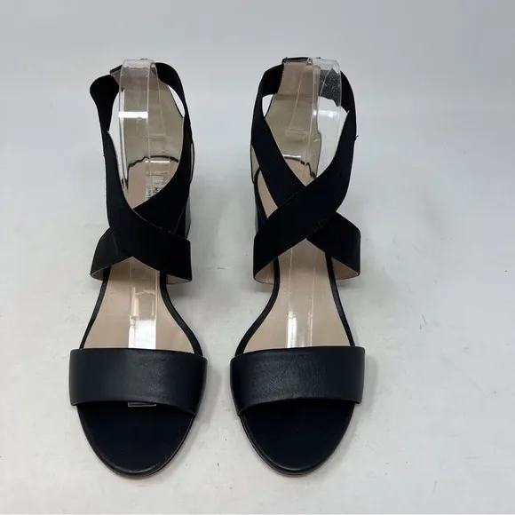 EMERSON FRY New York Criss Cross Black Leather Heeled Sandals Women’s Size 39 EU