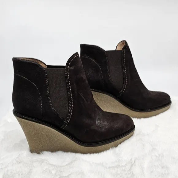 Emporia Armani leather wedge heel ankle boots Size 35.5