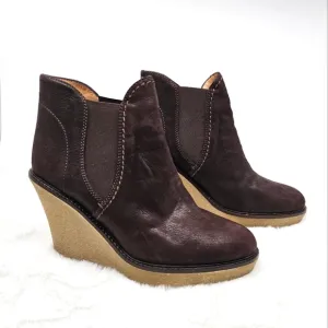 Emporia Armani leather wedge heel ankle boots Size 35.5