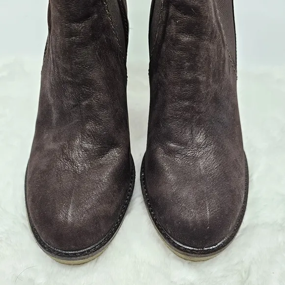 Emporia Armani leather wedge heel ankle boots Size 35.5