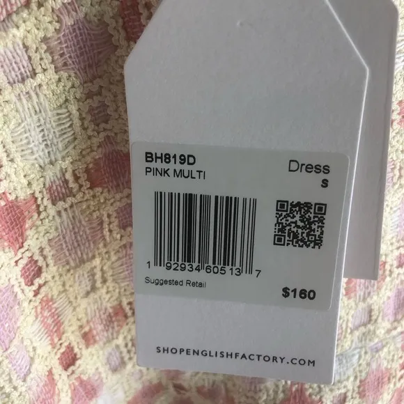 English Factory Carrie Tweed Midi Dress Size Small 4-6 Color: Pink Multi