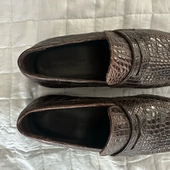 Ermenegildo Zegna Crocodile Leather Penny Loafers