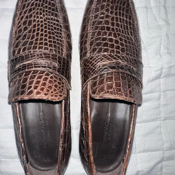 Ermenegildo Zegna Crocodile Leather Penny Loafers