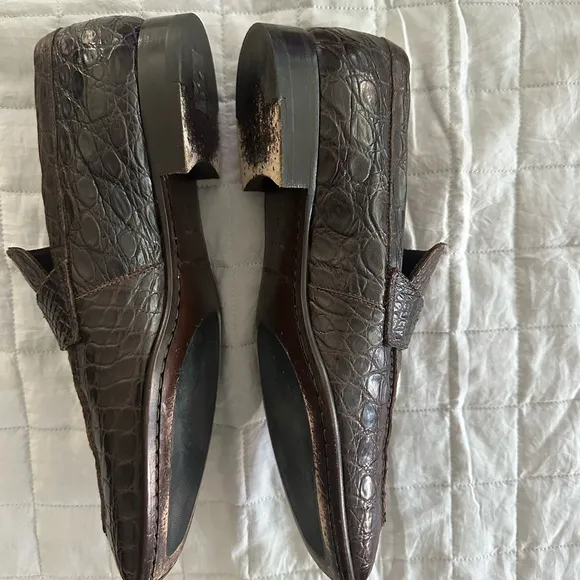 Ermenegildo Zegna Crocodile Leather Penny Loafers